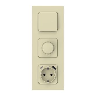 FLITE Розетка 1-местная с заземлением с защитными шторками 16А с USB A+C 20Вт навахо