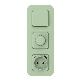 FLITE Розетка 1-местная с заземлением с защитными шторками 16А с USB A+C 20Вт фисташковый