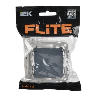 FLITE Розетка с заземлением с защитными шторками и крышкой безвинтовое крепление 16А IP44 маренго