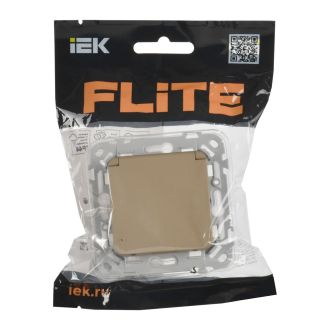 FLITE Розетка с заземлением с защитными шторками и крышкой безвинтовое крепление 16А IP44 хаки