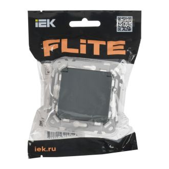 FLITE Розетка с заземлением с защитными шторками и крышкой безвинтовое крепление 16А IP44 мокрый асфальт