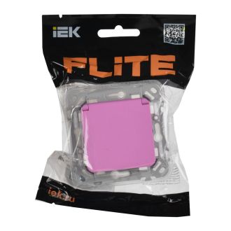 FLITE Розетка с заземлением с защитными шторками и крышкой безвинтовое крепление 16А IP44 пурпурный
