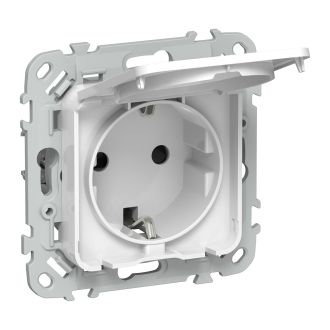 FLITE Розетка с заземлением с защитными шторками и крышкой 16А IP44 белый