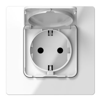 FLITE Розетка с заземлением с защитными шторками и крышкой 16А IP44 белый