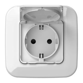 FLITE Розетка с заземлением с защитными шторками и крышкой 16А IP44 белый