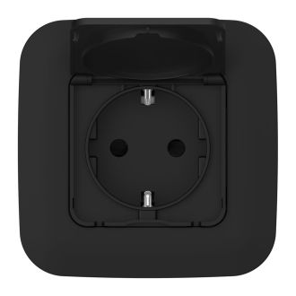 FLITE Розетка с заземлением с защитными шторками и крышкой 16А IP44 черный