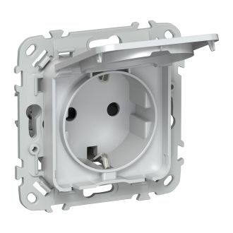FLITE Розетка с заземлением с защитными шторками и крышкой 16А IP44 жемчуг