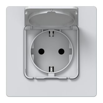 FLITE Розетка с заземлением с защитными шторками и крышкой 16А IP44 жемчуг
