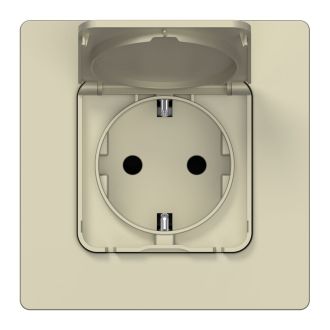FLITE Розетка с заземлением с защитными шторками и крышкой 16А IP44 шампань
