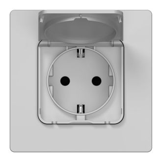 FLITE Розетка с заземлением с защитными шторками и крышкой 16А IP44 алюминий