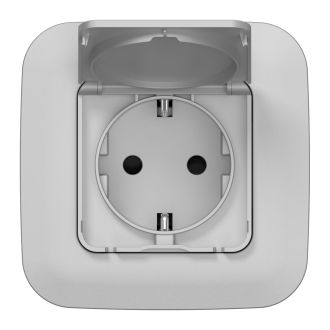 FLITE Розетка с заземлением с защитными шторками и крышкой 16А IP44 алюминий