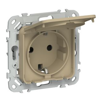 FLITE Розетка с заземлением с защитными шторками и крышкой 16А IP44 хаки