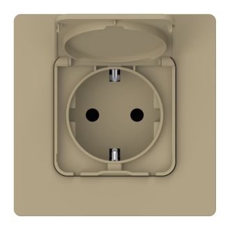 FLITE Розетка с заземлением с защитными шторками и крышкой 16А IP44 хаки