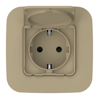 FLITE Розетка с заземлением с защитными шторками и крышкой 16А IP44 хаки