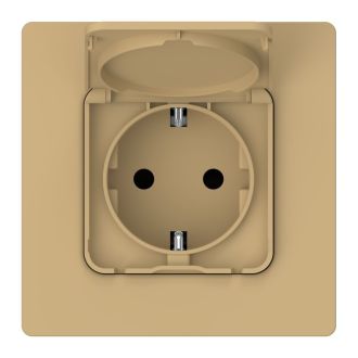 FLITE Розетка с заземлением с защитными шторками и крышкой 16А IP44 шамуа