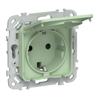 FLITE Розетка с заземлением с защитными шторками и крышкой 16А IP44 фисташковый