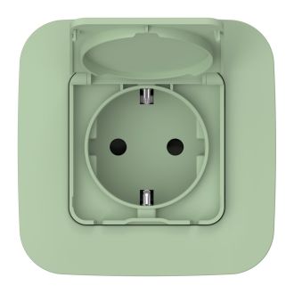 FLITE Розетка с заземлением с защитными шторками и крышкой 16А IP44 фисташковый