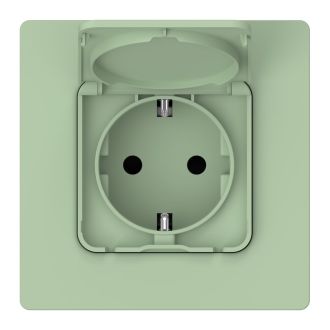 FLITE Розетка с заземлением с защитными шторками и крышкой 16А IP44 фисташковый