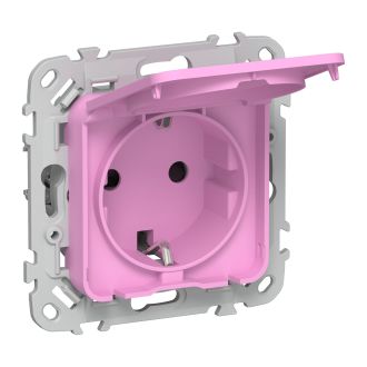 FLITE Розетка с заземлением с защитными шторками и крышкой 16А IP44 пурпурный