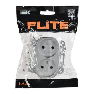 FLITE Розетка 2-местная без заземления без защитных шторок безвинтовое крепление 10А алюминий