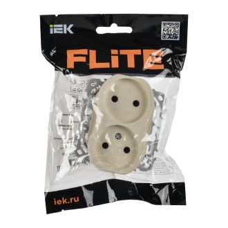 FLITE Розетка 2-местная без заземления без защитных шторок безвинтовое крепление 10А сливочный