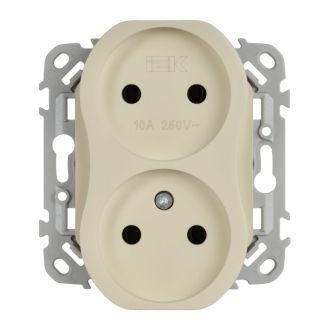 FLITE Розетка 2-местная без заземления без защитных шторок безвинтовое крепление 10А сливочный