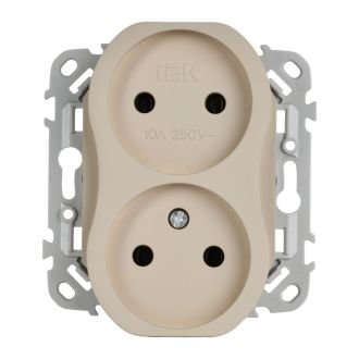 FLITE Розетка 2-местная без заземления без защитных шторок безвинтовое крепление 10А льняной