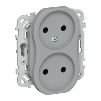 FLITE Розетка 2-местная без заземления без защитных шторок 10А серый
