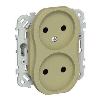FLITE Розетка 2-местная без заземления без защитных шторок 10А оливковый