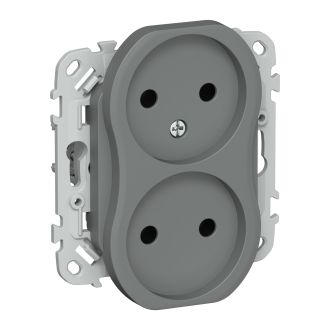 FLITE Розетка 2-местная без заземления без защитных шторок 10А мокрый асфальт