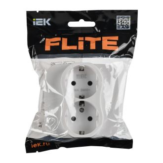 FLITE Artistic Розетка 2-местная с заземлением без защитных шторок безвинтовое крепление 16А белый