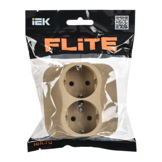 FLITE Artistic Розетка 2-местная с заземлением без защитных шторок безвинтовое крепление 16А хаки