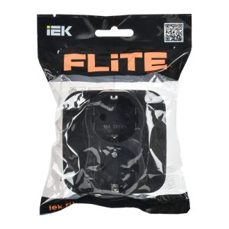 FLITE Artistic Розетка 2-местная с заземлением без защитных шторок 16А черный