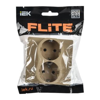 FLITE Classic Розетка 2-местная с заземлением без защитных шторок безвинтовое крепление 16А хаки