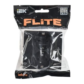 FLITE Classic Розетка 2-местная с заземлением без защитных шторок 16А черный