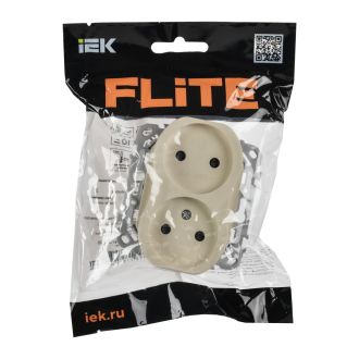 FLITE Розетка 2-местная без заземления с защитными шторками безвинтовое крепление 10А сливочный