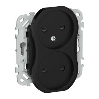 FLITE Розетка 2-местная без заземления с защитными шторками 10А черный