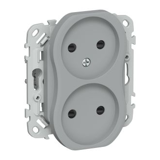 FLITE Розетка 2-местная без заземления с защитными шторками 10А серый