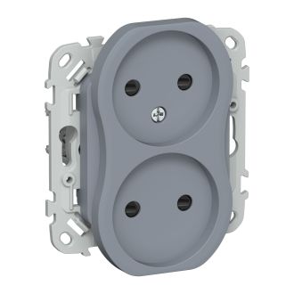 FLITE Розетка 2-местная без заземления с защитными шторками 10А маренго