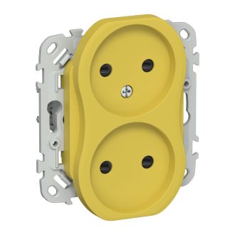 FLITE Розетка 2-местная без заземления с защитными шторками 10А желтый карри