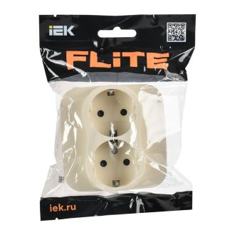 FLITE Artistic Розетка 2-местная с заземлением с защитными шторками безвинтовое крепление 16А сливочный