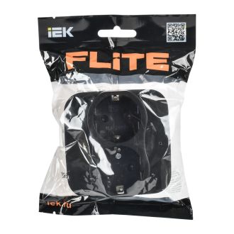 FLITE Artistic Розетка 2-местная с заземлением с защитными шторками 16А черный