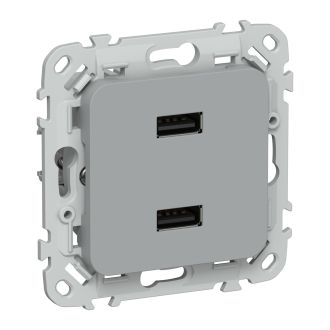 FLITE Розетка USB A+A 2,1А серый