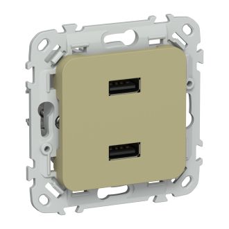 FLITE Розетка USB A+A 2,1А оливковый