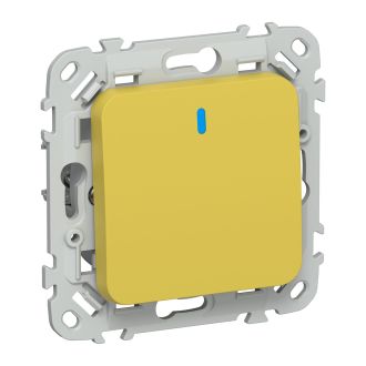 FLITE Выключатель 1-клавишный проходной с индикацией 10А желтый карри