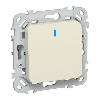 FLITE Выключатель 1-клавишный кнопочный с индикацией 10А сливочный