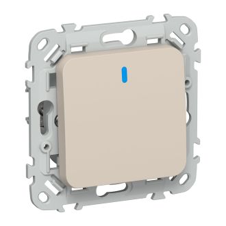 FLITE Выключатель 1-клавишный кнопочный с индикацией 10А льняной