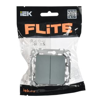 FLITE Выключатель 2-клавишный 10А серый