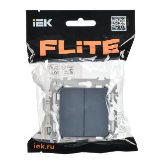 FLITE Выключатель 2-клавишный 10А маренго