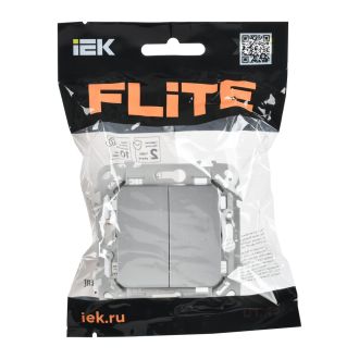 FLITE Выключатель 2-клавишный 10А алюминий